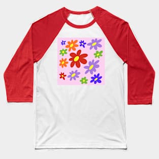 Seamless Pattern with Pink flowers Baseball T-Shirt